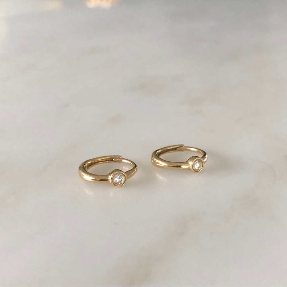 Ariel Gordon Jewelry White Diamond Huggie Earrings